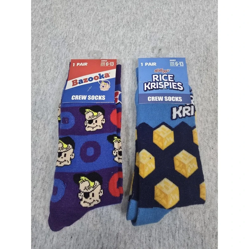 New! Krispies & Bazooka Crew Socks! Adult Size 6-13 Duo‎ Made For Success